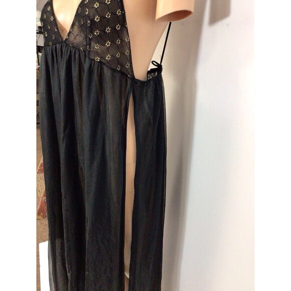 Lily of France Vintage Black Sheer Nightgown Made in USA Womens Small - Picture 7 of 8
